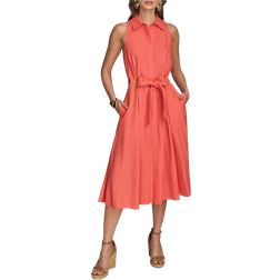 Donna Karan Tie Waist Shirtdress - Spring Melon