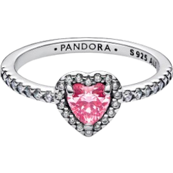 Pandora Elevated Heart Ring - Silver/Pink/Transparent