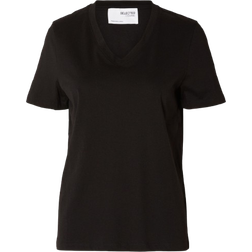 Selected Femme Classic V-Neck T-shirt - Black
