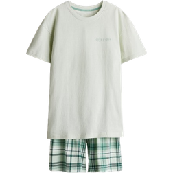 H&M Cotton Jersey Pyjamas - Light Green/Checked (1274555003)