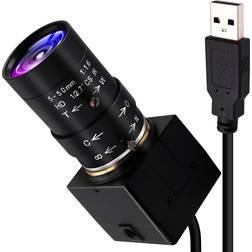 Webcam 8MP, Webcam HD 5-50 mm Manual Variable Focus Lens, IMX179 Sensor USB Camera PC Desktop/Laptop HD 2448P Zoom Camera Compatible with Mac/Windows/Linux/Android USB8MP02G-SFV (5-50)