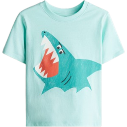 H&M Printed T-shirt - Turquoise/Shark (1216652067)