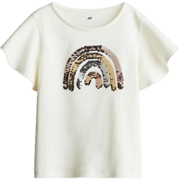 H&M Girls Sequin Motif Top - White