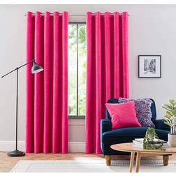 Dunelm Genoa Chenille Blackout Eyelet Curtains - Magenta 117x137cm