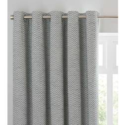 Dunelm Frankie Herringbone Blackout Eyelet Curtains Grey 117x228cm