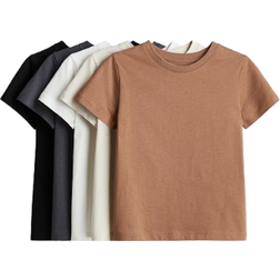 H&M Cotton T-shirts 5-pack - Brown/Black (0749176045)