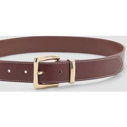 Mango Stitched Belt With Square Buckle - Brown