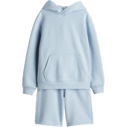 H&M 2-delat Set Med Huvtröja Och Sweatshorts - Ljusblå