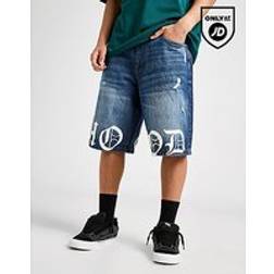 Hoodrich Hem Print Denim Shorts - Blue