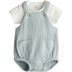 H&M Cotton Set 2-piece - Light Mist Blue/White (1218180003)