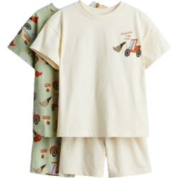 H&M Baumwollpyjamas 2er-Pack - Grün