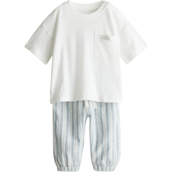 H&M Linen-Blend Set 2-piece - White/Blue Striped (1282999001)