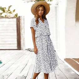 Shein Damen Kleid Mit Vollem Aufdruck - Kurzarm