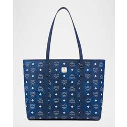 MCM Toni Medium Visetos Shopper Tote Bag - Blue