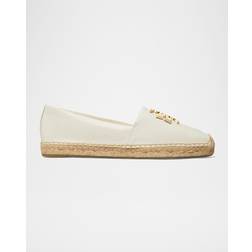 Tory Burch Eleanor Leather Medallion Espadrilles - Light Cream