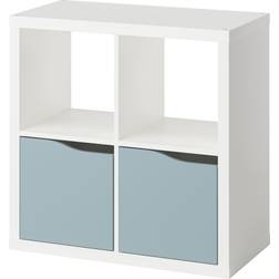 IKEA Kallax Hylla Med 2 Dörrar Vit/Ljus Gråblå Vågformad 77 x 77 cm Vägghylla