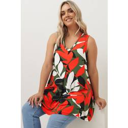 Yours Curve Women's Plus Size Leaf Pleated Swing Vest Top