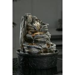 Living and Home Tiered Rock Cascading Tabletop Water Fountain One Size