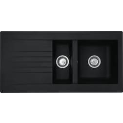 Liquida KAV150BL 1.5 Bowl Composite Reversible Black Kitchen Sink And Waste Kit