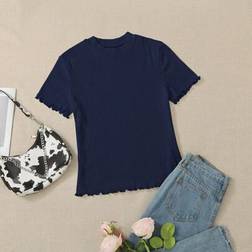 Shein T-Shirt Mit Wellensaum - Rippenstrick
