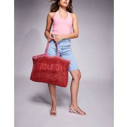 River Island Poolside Crochet Beach Bag - Mid Pink