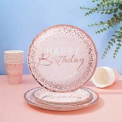 Shein Rose Gold Happy Birthday Plates 40pcs