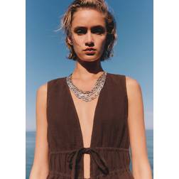 Mango Ruffled Top With Bows - Chocolate