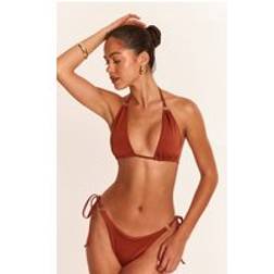 PrettyLittleThing Mini O Ring Tie Side Bikini Bottoms - Brown