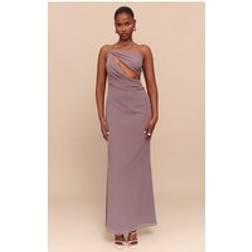 PrettyLittleThing Chiffon Cut Out Draped Maxi Dress - Mushroom