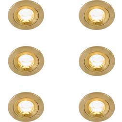 QAZQA Set Med 6 Moderna Infällda Spotlights Guld Runda IP44 Spotlight