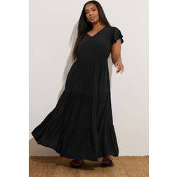 Yours Crinkle Thrown On Maxi Dress - Black