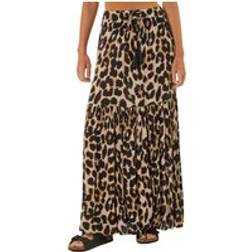 Roman Animal Print Tiered Maxi Skirt - Natural