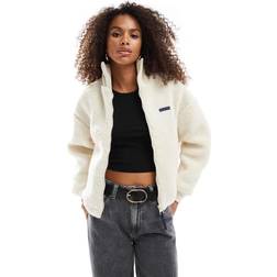 Bershka Fleece Med Lynlås Imiteret Lammeskind - Ecrufarvet