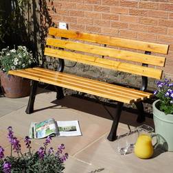 Home Source Metal Framed Wooden Outdoor 2 Person Garden Bench