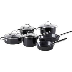 Beliani Piece Pan Elite Pro Black Silver Cookware Set with lid 10 Parts