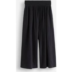 Lindex Cropped Bukser Med Brede Bein - Svart