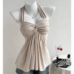 Shein Apricot Color Twist Back Halter Neck Top