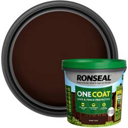 Ronseal One Coat Dark Oak Matt Exterior Shed & Fence Protector Wood Paint 5L Tub
