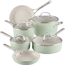 KitchenAid 10-Piece Hard-Anodized Ceramic Induction Nonstick Cookware Set with lid