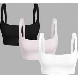 Shein 3pcs Women Solid Color Camisole Cropped Tank Top