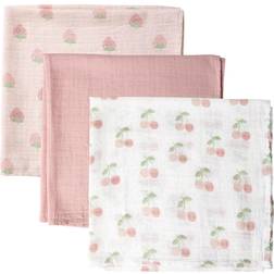 JoJo Maman Bébé Fruit Muslin Cloths Pack of 3 Pink
