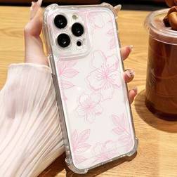 Shein INS Style Fresh Hibiscus Flower & Leaf Mönster Telefonfodral