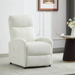 MCC Direct Beige Teddy Fur Fabric Reclining Arm Chair Armchair