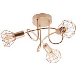 Happy Homewares Modern Fitting with Twisting Arms and Three Cage Shades - Gold - One Size Ceiling Flush Light