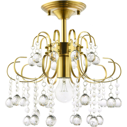 Happy Homewares Waterfall Satin Gold Ceiling Light Fitting with Clear Acrylic Spheres Pendant Lamp