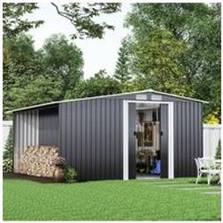 Living and Home Garden Metal Storage Shed with Log Storage One Size (Building Area )
