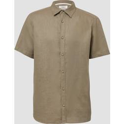 s.Oliver Leichtes Kurzarmhemd 100% Leinen - Khaki