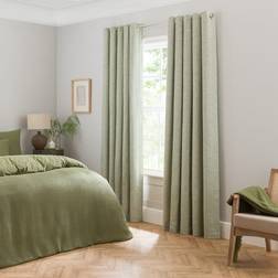 Dunelm Frankie Herringbone Blackout Eyelet Curtains - Green 228x228cm