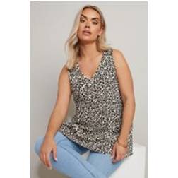 Yours Leopard Print V-Neck Vest Top - Natural