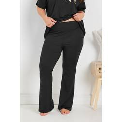 Yours Curve Pyjama Bottoms - Black Flare